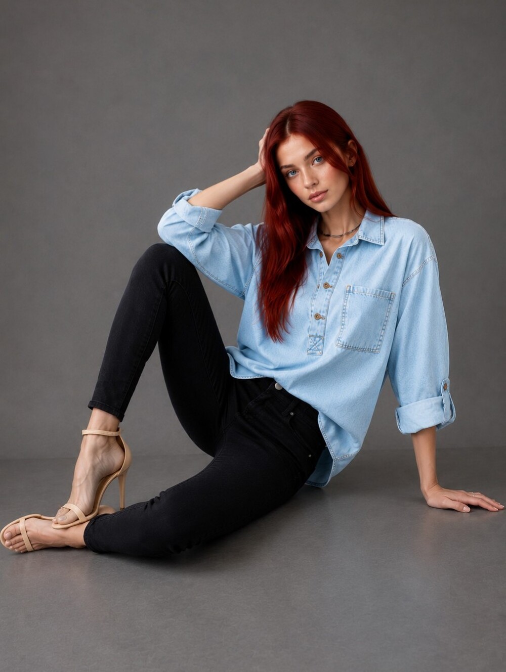 Pilcro Becca Denim Popover Shirt S Free People Light Wash Oversized Boho